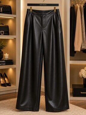 🖤 NWT Ashley Graham 14W FauxAshley Graham 14W Faux Leather Wide-Leg Pants